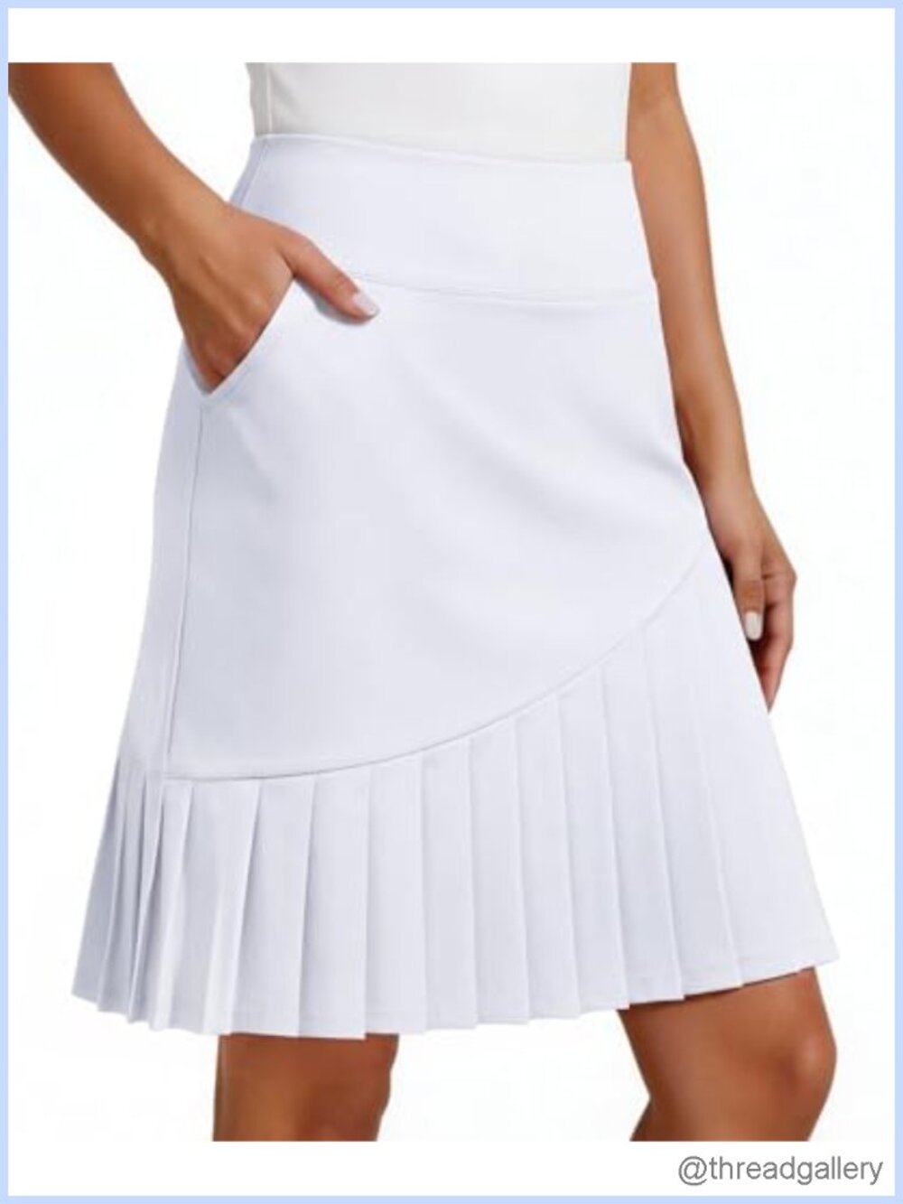Pleated Golf Skort for Women High Waisted Knee Length Skirt with Built in Mesh